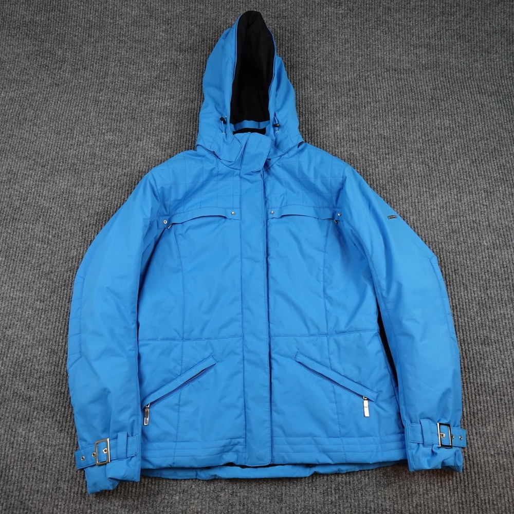Descente Ski Jacket Womens 10 Blue Hooded Insulated Snow Winter Coat D0-9355US